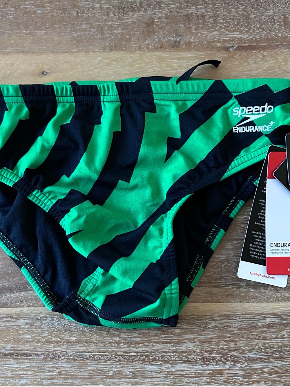 Speedo Men's Green and Black Endurance+ Swim Brief